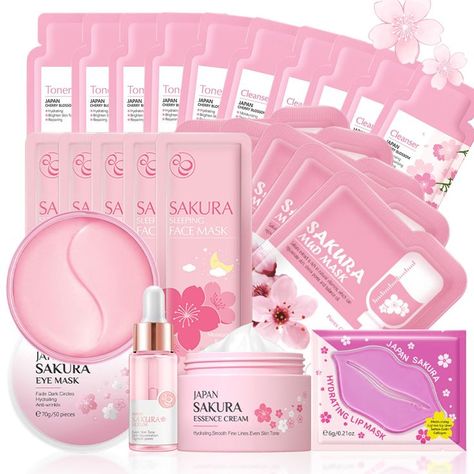 Skincare Set for Teenage Girls, Japan-Sakura Skin Care Products Set, Skin Care Sets & Kits Sakura Skincare, Skincare Kits, Toner Face, Skincare Sets, Mask Skin, Birthday Things, Japan Sakura, Skin Care Face Mask, Skin Care Packaging