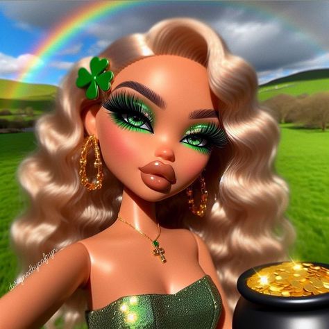 Happy St. Patrick’s Day 🌈💛🍀✨ Jade Bratz Aesthetic, Jade Aesthetic Bratz, Bratz Dolls Aesthetic Chloe, Blonde Bratz Dolls Aesthetic, Bratz Dolls Aesthetic Sasha, Dream Doll Aesthetic, Brat Doll, Doll Aesthetic, Dinner Dress Classy