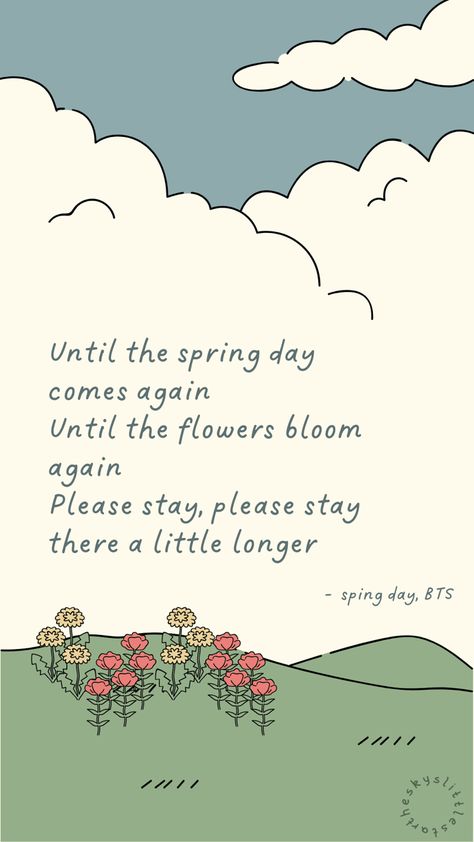 Spring Day Wallpaper Aesthetic, Spring Day Bts Aesthetic, Spring Day Bts Lyrics, Bts Lyrics Wallpaper Aesthetic, Spring Day Wallpaper, Bts Spring Day Lyrics, Bts Spring Day Wallpaper, Spring Day Bts, Phone Widget