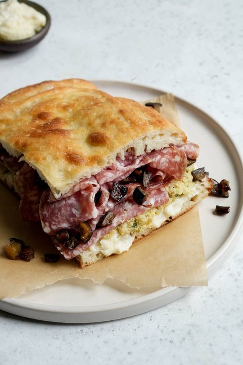 Challah Bread Sandwich, Foccacia Panini, Salami Panini, Focaccia Bread Sandwich, Foccacia Sandwich, Nyc Sandwiches, Italian Sandwich Recipe, Italian Sandwich Recipes, Italian Panini