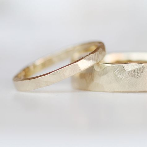 Womens Gold Wedding Band Simple, Wedding Ring Hammered, Wedding Rings Matte Gold, Flat Wedding Bands For Women, Flat Band Ring, Wrdding Rings, Simple Wedding Bands His And Hers, Hammered White Gold Ring, Gold Band Wedding Ring Women