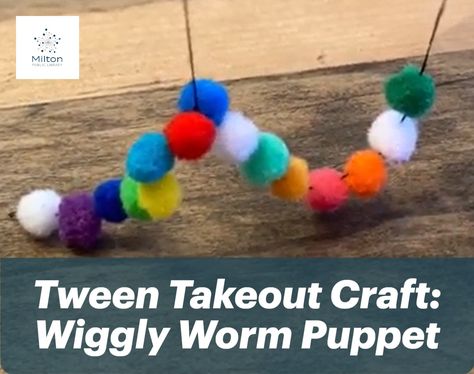 A fun way to use up all those fuzzy puffs, make a Wiggly Worm Puppet! Follow along as Marijka shows you how. #CheckOutMPL Worm Puppet, Pioneer Day Activities, Vintage Pyrex, Pyrex Vintage, Craft Activities, Pyrex, Bulletin Boards, Puppets, Design Crafts