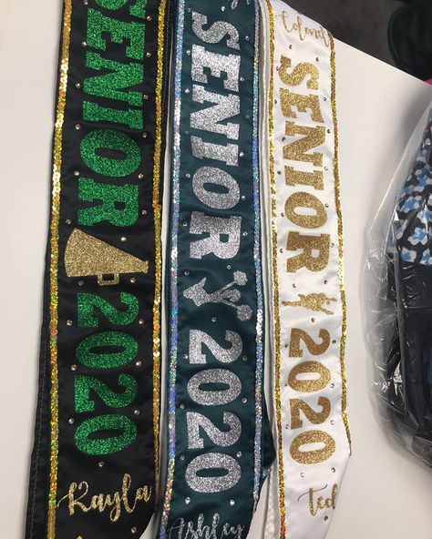 Senior Sash Ideas High Schools, Senior Sash Ideas, Sash Ideas, Cheerleading Hair, Senior Sash, Cheer Season, Senior Posters, Senior Szn, High School Cheer