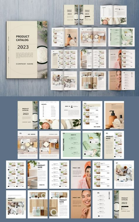 A Product Catalog Template by Roverto Castillo Cosmetic Catalogue Design Ideas, Product Catalog Design Inspiration, Product Catalogue Design Layout Ideas, Perfume Catalogue Design, Product Catalog Layout, Product Catalogue Design Layout, Catalogue Design Ideas, Beauty Catalogue, Product Catalogue Design