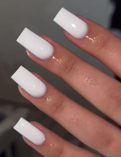 White Press On Nails, Natural Nails Manicure, Nails Kit, Simple Fall Nails, Acrylic Toe Nails, Press On Nails Medium, One Color Nails, Girly Acrylic Nails, Basic Nails