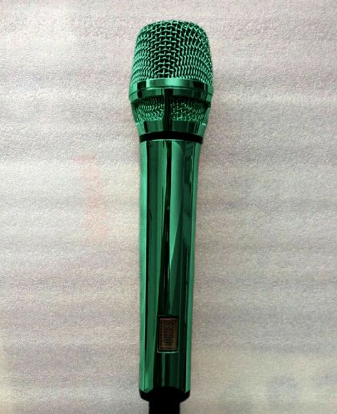 Green Microphone Aesthetic, Green Microphone, Cyberpunk Glasses, Music Mic, News Microphone, Jobs In Art, Microphone Stand, Anime Ninja, Girls With Black Hair