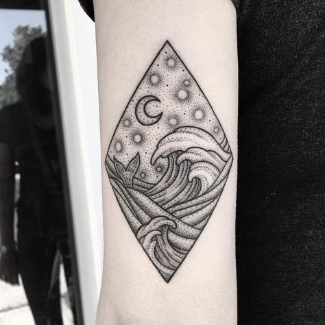 Diamond Shaped Tattoo, Diamond Shape Tattoo, Tattoo Time, Shape Tattoo, Beach Tattoo, Line Work Tattoo, Mermaid Tails, Time Tattoos, Mermaid Tail