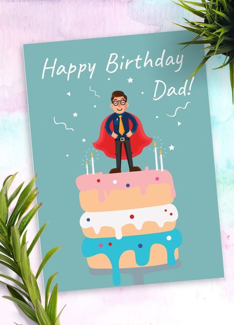 Dad Happy Birthday Card, Birthday Cards Diy For Dad, Happy Birthday Dad Template, Birthday Card For Dad From Kids, Dads Birthday Card Ideas, Happy Birthday Cards For Dad, Birthday Card Ideas For Dad, Happy Birthday Dad Cards, Happy Birthday Card For Dad