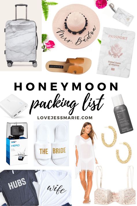 Honey Moon Packing List, Beach Honeymoon Packing List, Honeymoon Airport Outfit Couple, Honeymoon Must Haves Brides, Amazon Honeymoon Outfits, Honeymoon Packing List For Her, Honeymoon Must Haves, Romantic Honeymoon Outfits, Beach Honeymoon Outfits