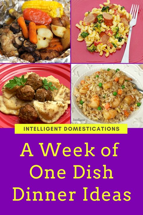 A week of one dish dinner recipes to save time when meal planning. Crockpot meals and stove top plus oven one pan meal recipes you can make this week. #onedishdinner #dinnerideas One Dish Dinner Recipes, Stove Top Meals, Weeknight Meal Ideas, Vacation Dinners, Cube Steak And Gravy, Low Carb Lasagna, One Pan Meal, Date Night Recipes, One Dish Dinners