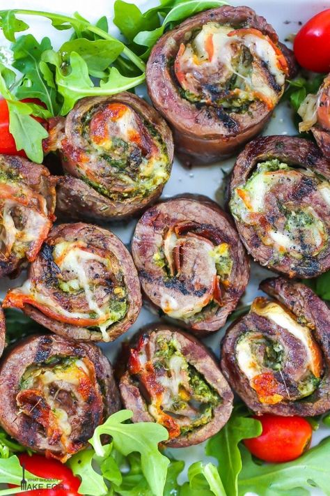 Flank Steak Pinwheels Flank Steak Pinwheels, Steak Pinwheels, Pinwheels Recipe, Steak Rolls, Veggie Tray, Gooey Cheese, Summer Barbecue, Flank Steak, Fruit Tray