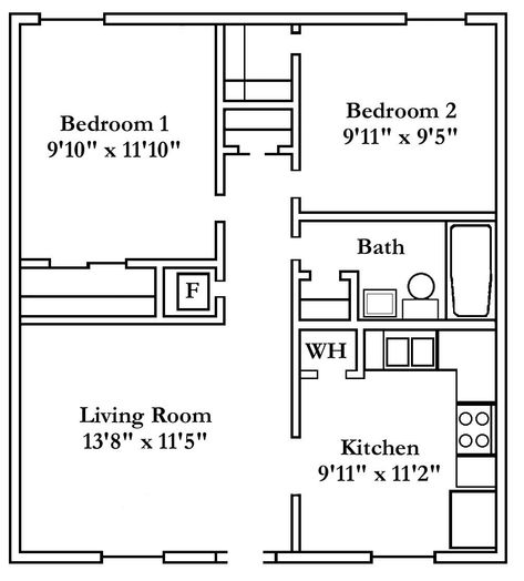 2 Bedroom Apartment Floor Plan, Small Apartment Floor Plans, Small Apartment Layout, Small Apartment Plans, 2 Bedroom Floor Plans, Flat Plan, Bedroom Units, Land Design, Apartment Floor