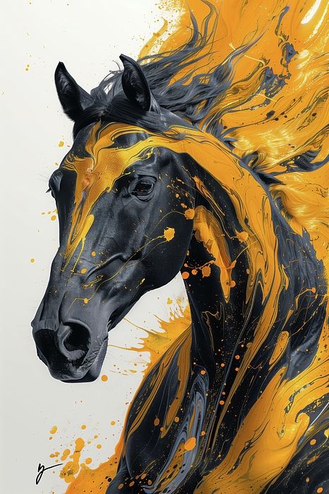 Ebony Inferno, by Greg Collins Horse Painting Ideas, Contemporary Horse Paintings, Equine Art Abstract, Horse Sublimation, Abstract Horse Art, Animal Photography Wildlife, Darkness And Light, Horse Art Drawing, Abstract Horse Painting