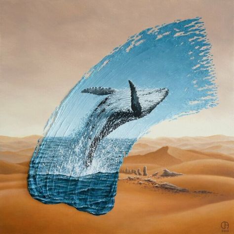 Breach Surrealism Painting, Arte Inspo, Nature Art Painting, Humpback Whale, Beginner Painting, Amazing Art Painting, 판타지 아트, Art Inspiration Painting, Painting Art Projects