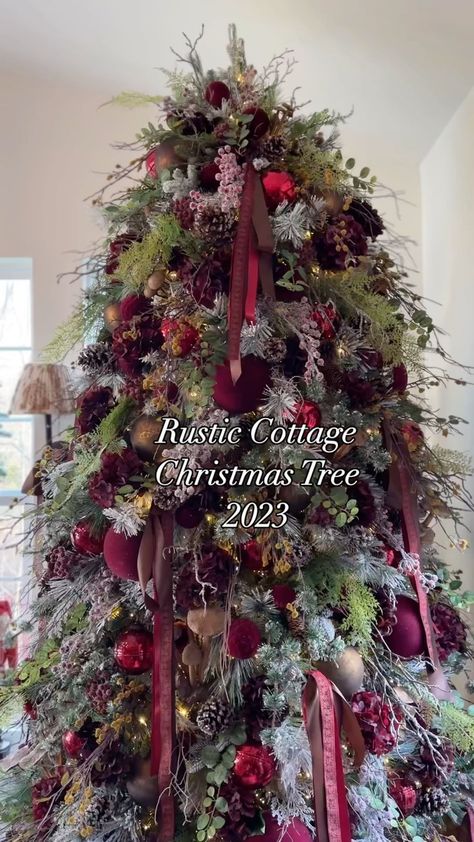 Good evening! Here’s a closer look of the tree I shared yesterday. I had it completely decorated last week and worked on it all day. I woke… | Instagram Overstuffed Christmas Tree, David Christopher Christmas Trees, Forest Christmas Tree, Christmas Bouquets, Have A Wonderful Night, Feather Christmas Tree, Room Christmas Tree, Decorated Trees, Burgundy Christmas