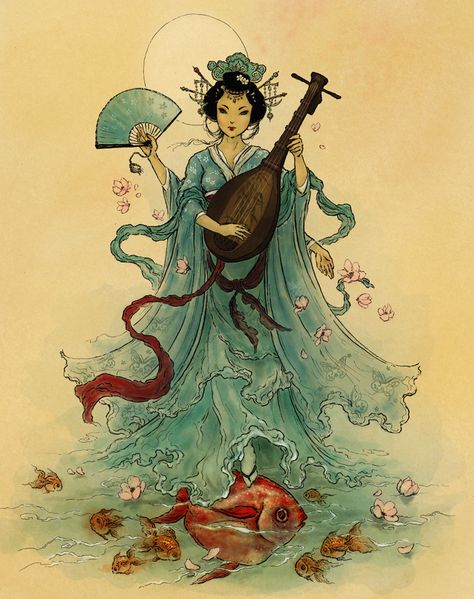 Shinto Sun Goddess | the willow goddess with Konohanasakuya-hime the cherry blossom goddess ... Japanese Goddess, Japanese Myth, Oh My Goddess, Japanese Mythology, المملكة العربية السعودية, Goddess Art, Wow Art, Land Art, Gods And Goddesses