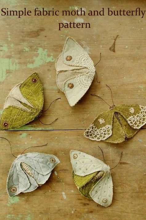 Fabric Moth, Purl Bee, Simple Fabric, Fabric Butterfly, Insect Art, Slow Stitching, Easy Sewing Projects, Soft Sculpture, Tree Designs