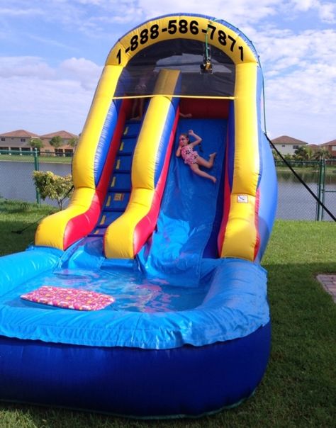 Sunny Water Slide Water Slides Backyard, Pools For Kids, Florida Party, Beach Ball Games, Water Slide Rentals, Shopkins Happy Places, Seventeenth Birthday, Church Youth Group, Bounce House Rentals