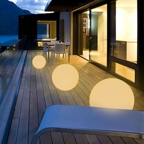 Bring Home Furniture Ball Plug-In LED Outdoor Floating Light | Wayfair Unique Patios, Ambiance Lighting, Floating Lights, Lantern Lamp, Patio Lighting, Ball Lights, Color Changing Led, Decoration Inspiration, Step Lighting