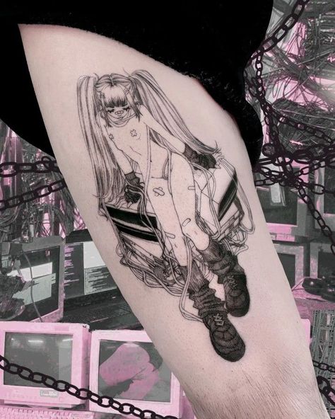 Kawaii Tattoo, Geniale Tattoos, Gothic Tattoo, Tattoo Style Drawings, Badass Tattoos, Aesthetic Tattoo, Dope Tattoos, Anime Tattoos, Tattoo Design Drawings