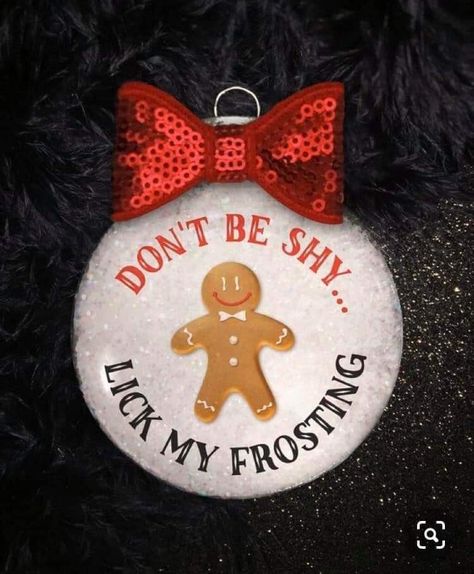 Inappropriate Ornaments, Funny Christmas Ornaments Diy, Ornament Drink, Christmas Frosting, Chirstmas Decor, Funny Christmas Ornaments, Cricut Christmas, Christmas Ornaments Diy, Don't Be Shy