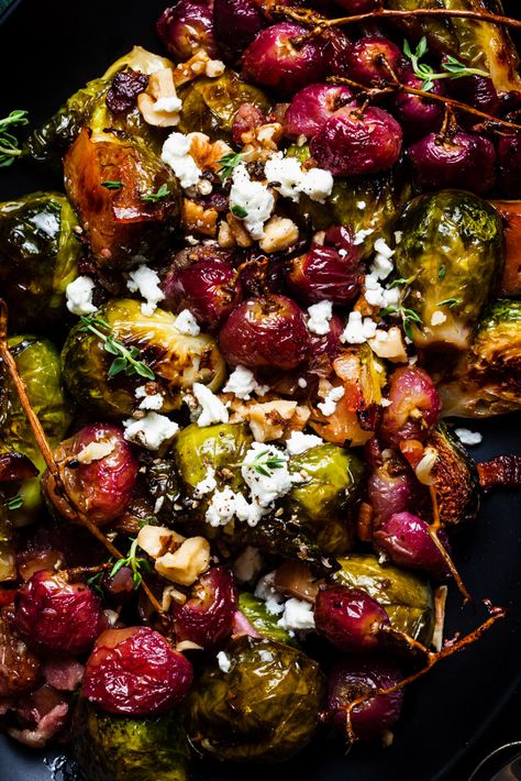 Starchy Sides, Grape Recipes, 2024 Recipes, Thanksgiving 2024, Roasted Brussels Sprouts, Roasted Brussel, Food Aesthetics, Sprout Recipes, Feed A Crowd