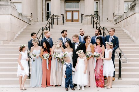 Mismatched Wedding Party, Wedding Website Wording, Mismatched Wedding, Groomsmen And Bridesmaids, Mismatched Dresses, Wedding Roles, Groomsmen Photos, Mismatched Bridesmaids, Mismatched Bridesmaid Dresses