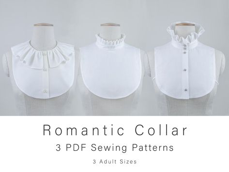 Victorian Collar Pattern Removable Romantic Collar With Bib - Etsy Collar Sewing Pattern, Collar Sewing, Victorian Collar, Bib Collar, Bib Set, Victorian Clothing, Couture Vintage, Collar Pattern, Sewing Projects For Beginners