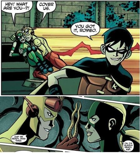 Young Justice #17. Wonder what revenge Spitfire will scheme on Boy Wonder? lol XD Artemis And Wally, Artemis Young Justice, Spitfire Young Justice, Young Justice Comic, Young Justice League, Wally West, Red Robin, Tim Drake, Dc Memes