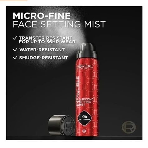 Infelliable 3second setting spray microfine mist upto36 hrs wear Air Brush Flawless Setting Spray, Stay All Night Micro Fine Setting Mist, One Size Setting Spray, Expensive Setting Spray, Loreal Paris Infallible, Fine Mist Spray Bottle, Face Mist, Setting Spray, Face Products Skincare