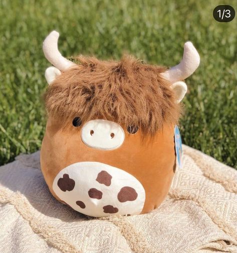 Fluffy Cow Squishmallow, Squish Mellows Cow, Squish Mallows, Cute Squishies, Fluffy Cows, Baby Cows, Kawaii Plushies, Cute Pillows