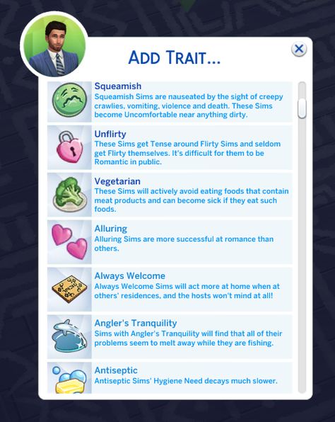 More CAS Traits Mod + Long-Lived Traits + Add Traits Menu | Vicky Sims (chingyu1023) on Patreon Ts4 Cas Traits, Sims 4 More Cas Traits, More Cas Traits, Mod Sims4 Patreon, Sims4 More Traits, Sims Traits Cc, Sims 4 Cc More Traits, Sims 4 Cc Traits Patreon, Sims 4 Lot Traits Mods