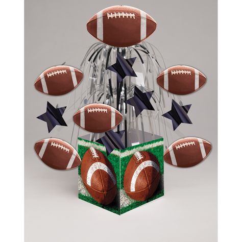 Football Centerpiece Ideas, Football Party Table, Football Centerpiece, Dallas Cowboys Party, Football Centerpieces, Cowboy Party Decorations, Football Party Supplies, Sports Birthday Party, Party Table Centerpieces