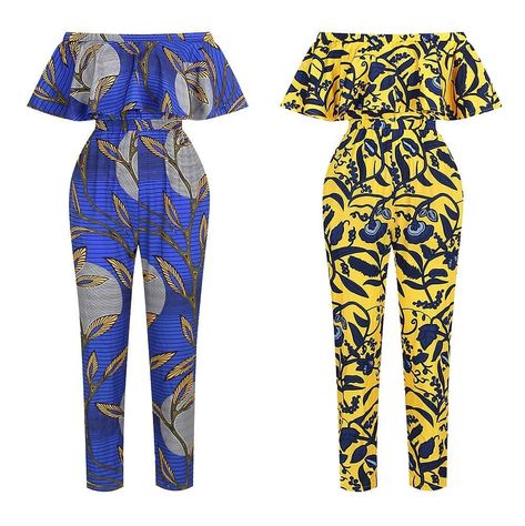 Jumpsuit Ankara, Tube Top Romper, Twists Hairstyles, Ankara Jumpsuit, Traditional African Clothing, Shoulder Off, Autumn Clothing, African Maxi Dresses, African Fashion Women Clothing