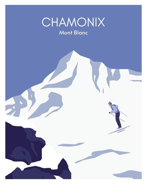 Chamonix Poster, Chamonix France, Banner Ad, Illustration Background, Sports Photos, Photo Postcards, Mountaineering, Color Style, Photo Illustration