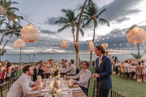 Surf Club Wedding, Grand Wailea Maui Wedding, Hawaii Wedding Aesthetic, Beach Wedding Aesthetic, Tobago Wedding, 25th Anniversary Vow Renewal, Party Wedding Photos, Surf Wedding, Maui Beach Wedding