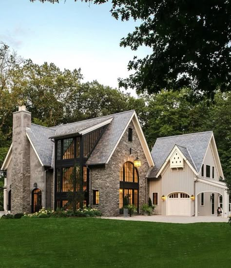 New Canaan,CT Mountain House Exterior, Farmhouse Exterior Design, Casa Vintage, Exterior Design Ideas, Modern Farmhouse Exterior, Farmhouse Exterior, House Exteriors, Dream House Exterior, Future Home Ideas