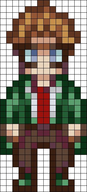 Harvey Stardew Valley Pixel, Stardew Valley Characters Pixel, Stardew Valley Pixel Art Characters, Alpha Patterns Stardew Valley, Stardew Valley Perler Beads Pattern, Stardew Perler Bead Patterns, Stardew Valley Grid Pattern, Stardew Alpha Pattern, Stardew Cross Stitch Pattern