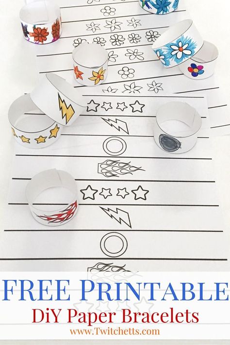 DIY Paper Bracelets-Print off these fun coloring book bracelets for your kiddos. There are 2 different designs and DiY instructions on how to put them together. Super Hero Activities, Paper Bracelets, Bracelet Template, Hero Crafts, Bracelets For Kids, Paper Bracelet, Superhero Crafts, Superhero Theme, Printable Crafts