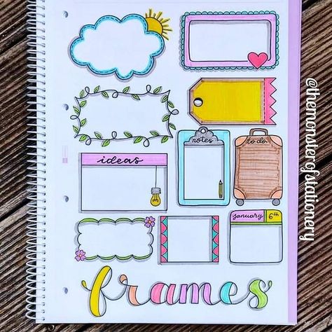 Kraf Kertas, Journal Lettering, Doodle Borders, Paper Art Design, Bond Paper Design, Note Doodles, Bullet Journal Paper, Bulletin Journal Ideas, Page Borders Design