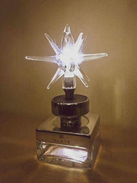 Table lamp " The smell of light. The light of smell". Made from a perfume bottle. #lamps Bottle Lamps, Perfume Bottle, The Light, Perfume Bottles, Lamps, Table Lamp, Lighting, Home Decor, Home Décor