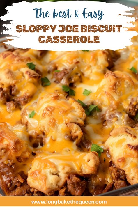 Craving ultimate comfort food? Try our Sloppy Joe Biscuit Casserole recipe - a quick, cheesy delight that your family will adore. Get ready to savor every bite! Try it now! Sloppy Joe Cups Muffin Tins, Cheeseburger Biscuit Casserole, Little Smokies Casserole Recipes, Easy Sloppy Joe Casserole, Frozen Biscuit Casserole, Sloppy Joe Biscuits, Biscuit Topped Casserole, Recipes With Ground Beef And Biscuits, Recipes Using Canned Biscuits Dinner