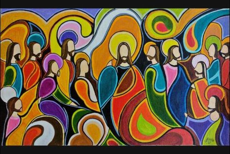 The Last Supper Art, Last Supper Painting, Last Supper Art, The Last Supper Painting, Cubism Art, Jesus And Mary Pictures, The Last Supper, Abstract Hand, Fluid Painting