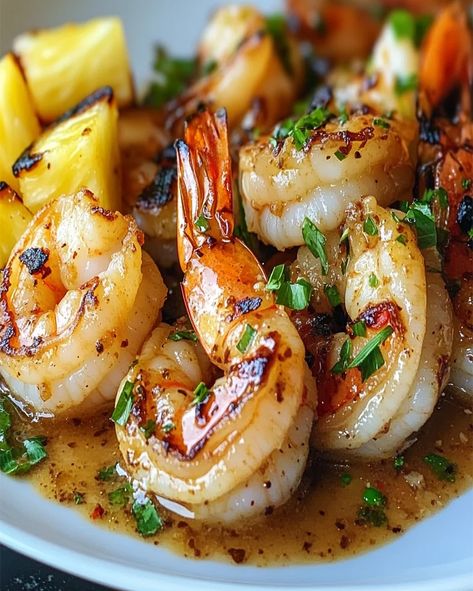 Hawaiian Garlic Shrimp Recipe | Easy Savory Delight Shrimp Recipes Hawaiian, Shrimp Pineapple Recipes, Hawaiian Recipes Authentic Luau Party, Hawaiian Shrimp Recipes, Hawaii Shrimp, Shrimp Recipe Easy, Hawaiian Shrimp, Hawaiian Garlic Shrimp, Entree Ideas