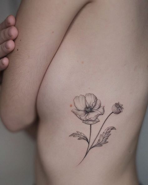 Realism Poppy Tattoo, Wild Poppy Tattoo, Fine Line Poppy Flower Tattoo, Ca Poppy Tattoo, Poppy Fine Line Tattoo, Fine Line Poppy Tattoo, Ranunculus Tattoo, Poppy Tattoos, Poppy Flower Tattoo