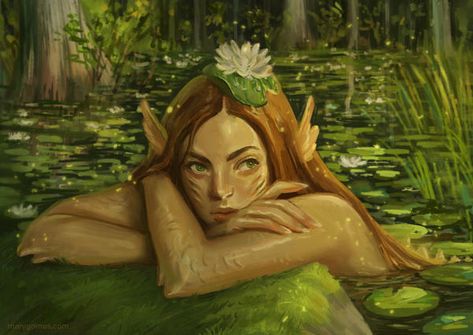 Swamp Mermaid, Siren Creature, Swamp People, Swamp Creature, Shadow Dragon, Halloween Inspo, Mermaid Art, Lily Pads, Fantasy World