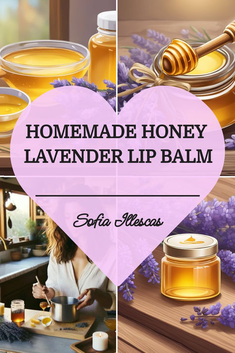 Homemade Honey Lavender Lip Balm Diy Honey Lip Balm, Honey Products Ideas, Diy Lipbalm, Bees Wax Lip Balm, Chapstick Recipe, Honey And Lavender, Lavender Lip Balm, Diy Conditioner, Honey Lip Balm