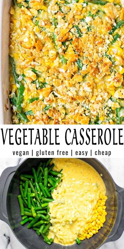 Vegan Cornbread Casserole, Vegan Corn Casserole Recipe, Green Beans And Corn, Vegan Casserole Recipes, Baked Meals, Vegan Casseroles, Vegetarian Casserole Recipes, Vegetarian Dinner Party, Diet Dishes