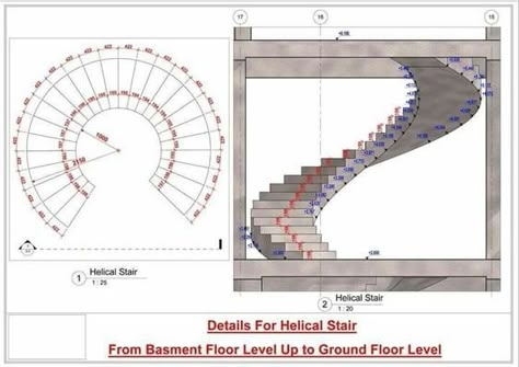 Helical Staircase, سلالم حلزونية, Parking Plan, Curved Stairs, Stair Design Architecture, Spiral Stairs Design, Stair Plan, Circular Stairs, Concrete Staircase