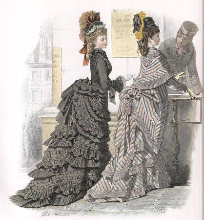 1873 Fashion Plate :: Conner Prairie Historic Clothing 1870s Fashion, Summer Day Dresses, 19th Century Fashion, Original Fashion, Historical Costume, Urban Fantasy, Fashion Plates, Historical Clothing, Historical Fashion